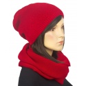 Komplet zimowy damski czapka i szalik komin - czerwony