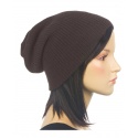 Czapka prążkowana damska 3w1 beanie - brązowa