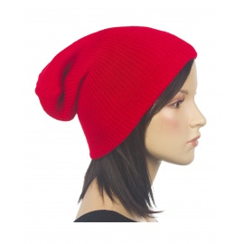 Czapka prążkowana damska 3w1 beanie - czerwona