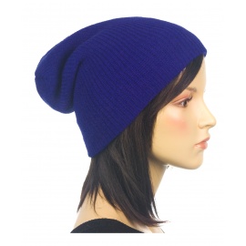 Czapka prążkowana damska 3w1 beanie - niebieska