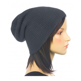 Czapka damska bezszwowa w prążki beanie 3w1 Kelly - szara