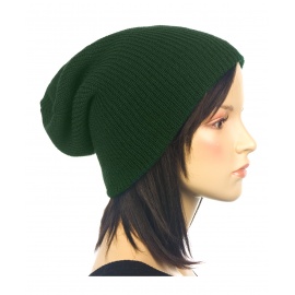 Czapka prążkowana damska 3w1 beanie - zielona