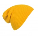 Męska czapka beanie w prążki 3w1 - żółta miodowa