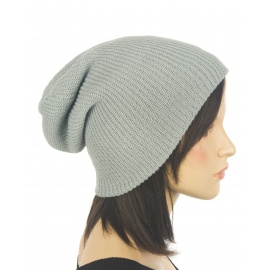 Czapka damska bezszwowa w prązki beanie 3w1 Kelly - szara popielata