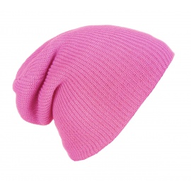 Czapka prążkowana damska 3w1 beanie - różowa