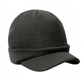 Męska czapka zimowa z daszkiem fullcap – szara grafitowa z wywinięciem
