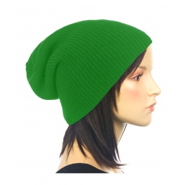 Czapka prążkowana damska 3w1 beanie - zielona