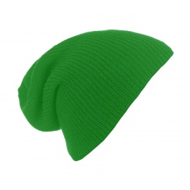 Męska czapka beanie w prążki 3w1 - zielona