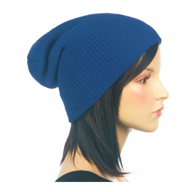 Czapka prążkowana damska 3w1 beanie - niebieska