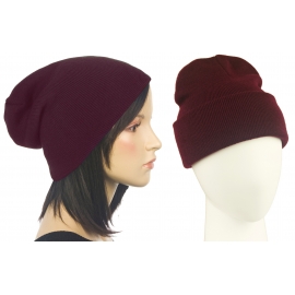 Czapka damska bezszwowa beanie 3w1 Janet - bordowa burgund