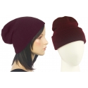 Czapka damska zimowa 3w1 beanie - burgund