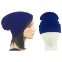 Czapka damska zimowa 3w1 beanie - ciemnonebieska