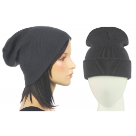 Czapka damska bezszwowa beanie 3w1 Janet - szara grafitowa