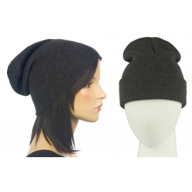 Czapka damska zimowa 3w1 beanie - grafit melanż