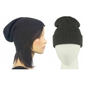 Czapka damska zimowa 3w1 beanie - grafit melanż