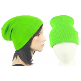 Czapka damska zimowa 3w1 beanie - zielona neonowa