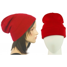 Czapka damska bezszwowa beanie 3w1 Janet - czerwona