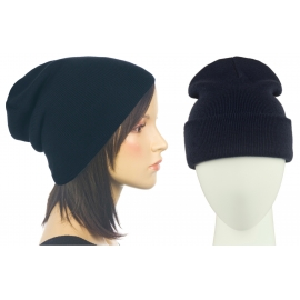 Czapka damska bezszwowa beanie Janet 3w1- granatowa