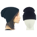 Czapka damska zimowa 3w1 beanie - granatowa