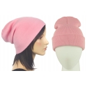 Czapka damska zimowa 3w1 beanie - jasnoróżowa