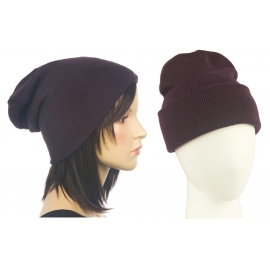 Czapka damska zimowa 3w1 beanie - ciemna fioletowa