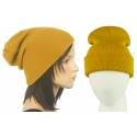 Czapka damska zimowa 3w1 beanie - musztardowa