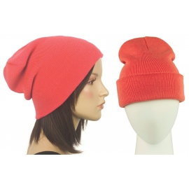 Czapka damska bezszwowa beanie 3w1 Janet - koralowa różowa