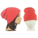 Czapka damska zimowa 3w1 beanie - czerwona