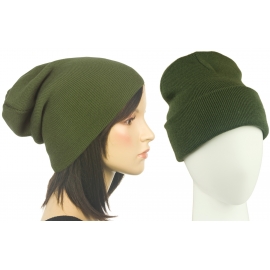 Czapka damska bezszwowa beanie 3w1 Janet - oliwkowa zielona