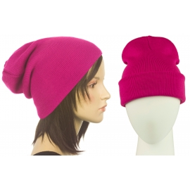 Czapka damska bezszwowa beanie 3w1 Janet - różowa amarantowa