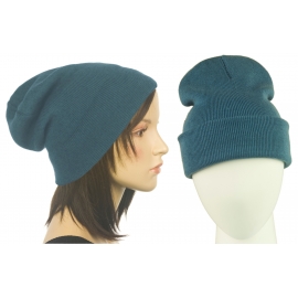 Czapka damska bezszwowa beanie 3w1 Janet - szaroniebieska