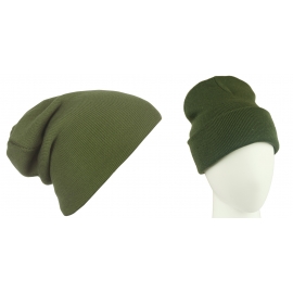 Męska czapka zimowa krasnal 3w1 - oliwowy zielony