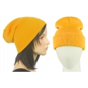 Czapka damska zimowa 3w1 beanie - miodowa