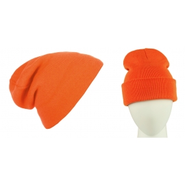 Męska czapka zimowa krasnal 3w1 - pomarańczowa