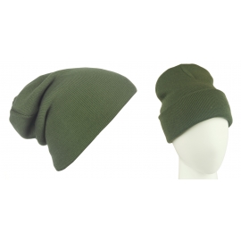 Męska czapka zimowa krasnal 3w1 - khaki zielony
