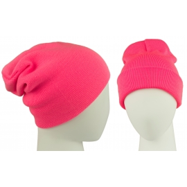 Czapka damska bezszwowa beanie 3w1 Janet - różowa neonowa