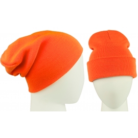 Czapka damska zimowa 3w1 beanie - pomarańczowy fluo