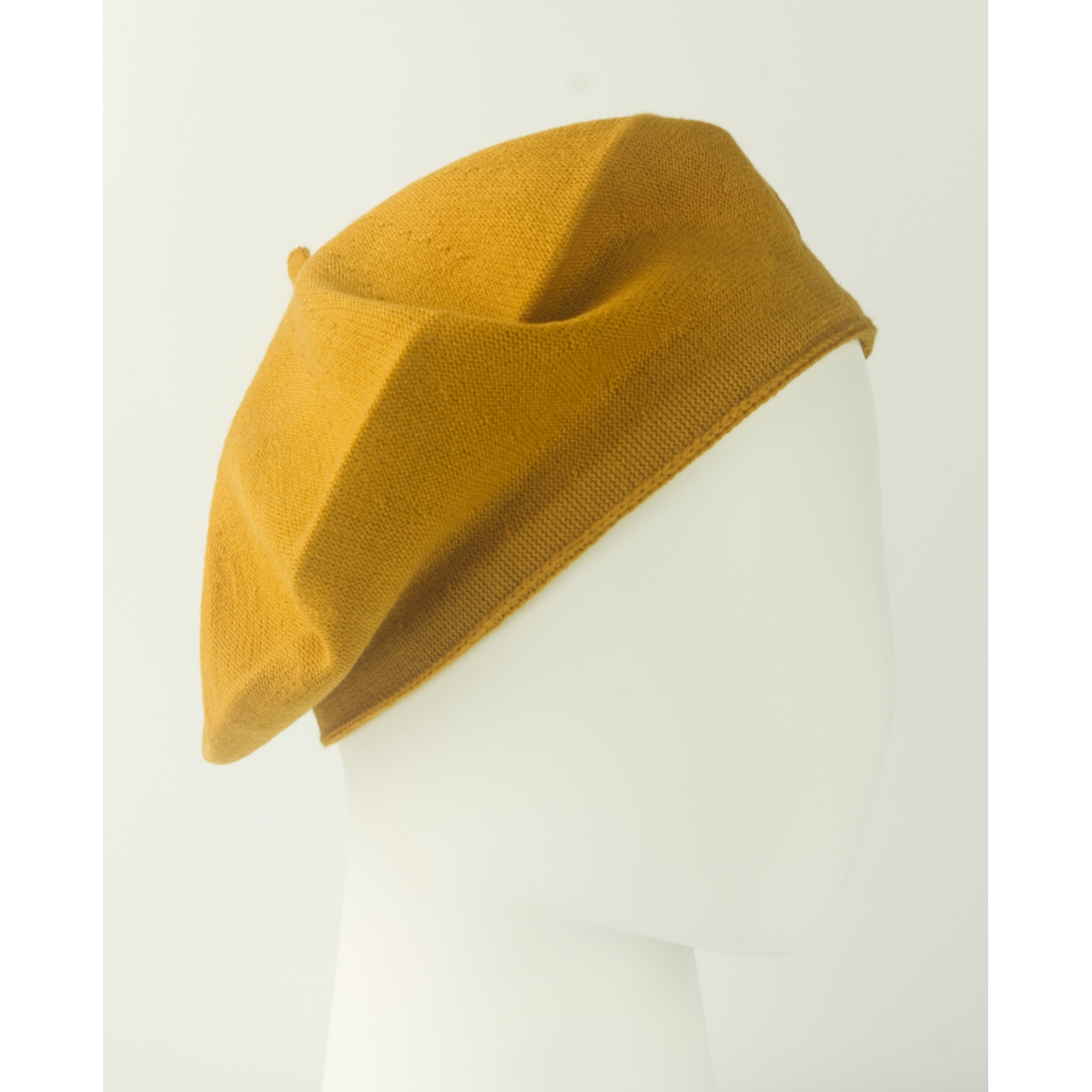 Damski dzianinowy beret Polka – musztardowy żółty