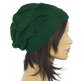 Ażurowa czapka zimowa – zielona