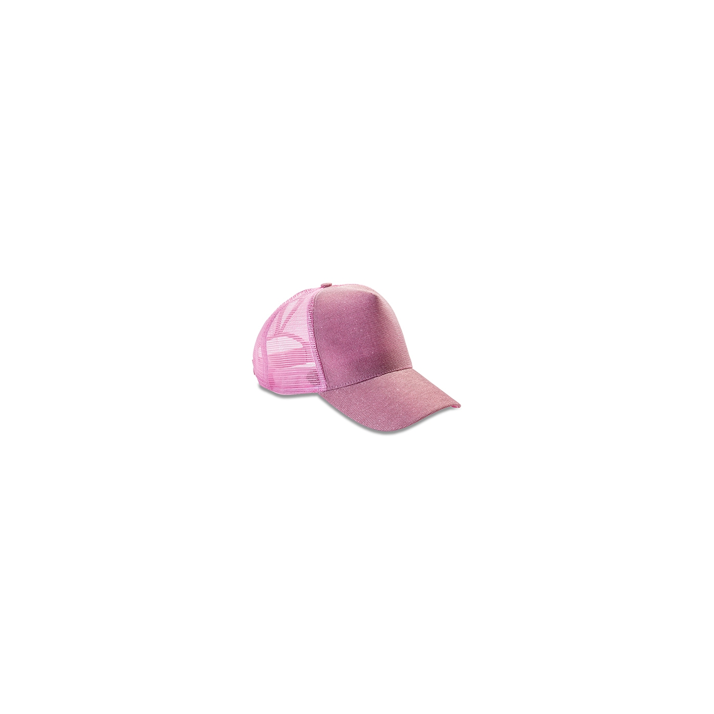 Czapka z daszkiem z otworem na kucyk - różowa brokatowa