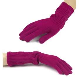 Damskie długie rękawiczki - amarantowe różowe