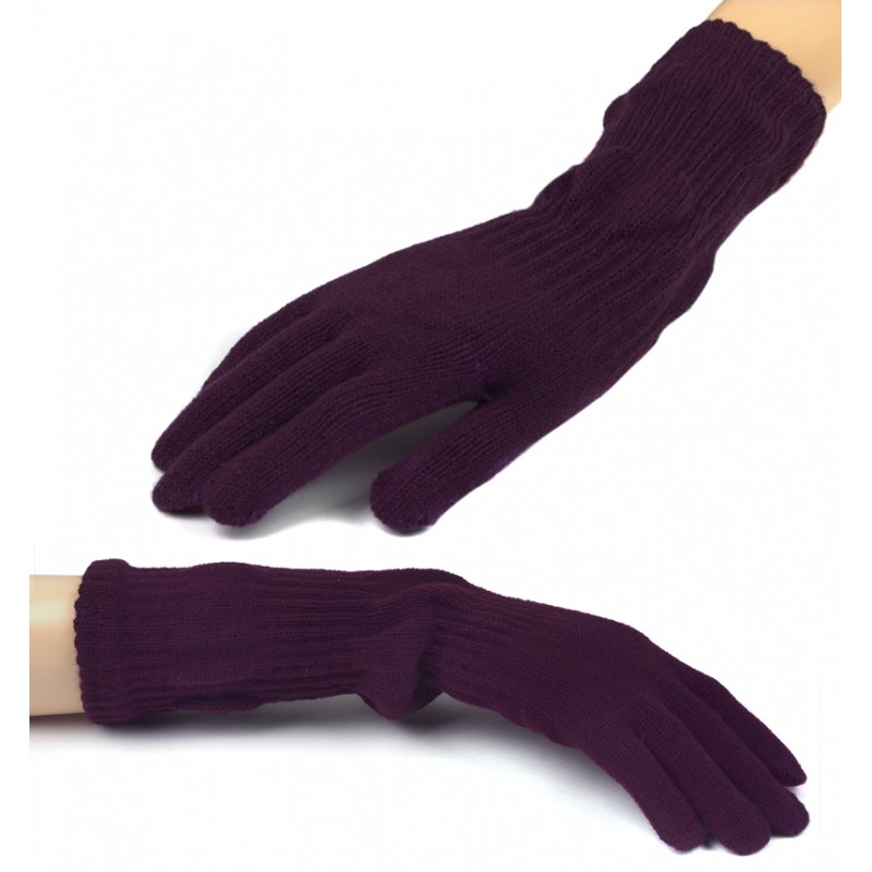 Damskie długie rękawiczki - śliwkowe fioletowe