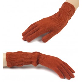 Damskie długie rękawiczki - rude pomarańczowe