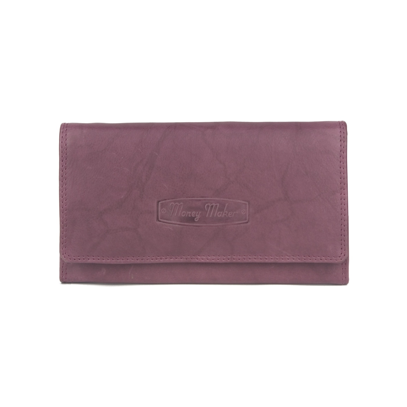 Damski portfel ze skóry naturalnej Money Maker - różowo-fioletowy