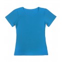 Gładka damska bluzka z krótkim rękawem – niebieski